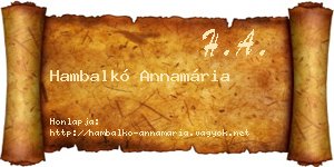 Hambalkó Annamária névjegykártya